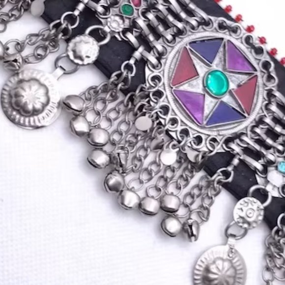 Tribal Necklace, Afghan Necklace, Boho Silver Choker Necklace - Picture 5 of 5